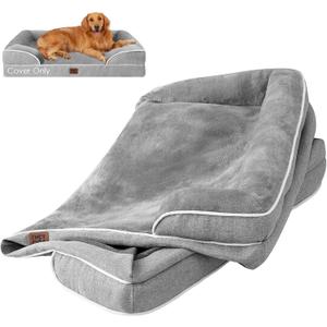 EHEYCIGA Dog Bed Cover Replacement for Extra Large Dog Bed, Waterproof Washable Removable Cover for Orthopedic Memory Foam Dog Sofa, Non-Slip Bottom, Grey, Cover Only