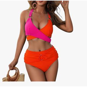 Womens One Piece Swimsuits-Sexy Deep V Neckline Tummy Control Bathing Suit Slimming Mesh Swimwear, M