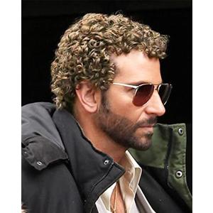 Swiking Mens Short Blonde Afro Curly Wigs Rocker Wig California Halloween Cosplay Costume Daily Male Synthetic Fibre Hair Wig (Blonde)