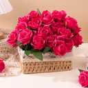 50 Pcs Artificial Rose Bluk Fake Flowers with Long Stem Realistic Silk Roses Bouquet Coffee Table Decor Flower Arrangement for Wedding Centerpieces Home Office Farmhouse Holiday Decorations
