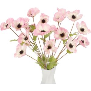 Poppy Flowers Artificial,6PCS Light Pink Poppy Silk Flowers 27.5in Fake Poppies for Wedding Bouquet Table Centerpiece Arrangement Home Decor(Light Pink)