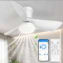 Ceiling Fans Lights with APP & Remote Control: 30 Inch Low Profile Ceiling Fans with Lights Reversible Small Flush Mount Ceiling Fan 3 Colors Quiet 6 Speeds Ceiling Fan for Bedroom Livingroom Kitchen (30 Inch, White)