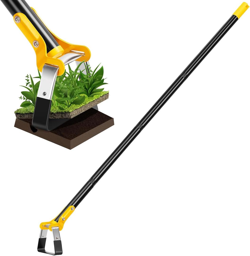 Hoe Garden Tool,Scuffle Garden Hoe for Weeding 30-60 Inch,Long Handle Heavy Duty Adjustable Hula Hoe,Gardening Stainless Steel Loop Stirrup Action Hoe (Black)