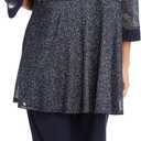 R&M Richards Womens Elegant Rib Knit Twinset Pant Suit - 2-Piece Dressy Jacket & Straight Leg Trousers Pant Set, Size: 14