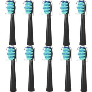 Toothbrush Heads for FairyWill, Replacement Brush Heads for Fairy Will, Electric Toothbrush Replacement Heads for Fairywill FW-507/508/551/515/917/959, FW-D1/D3/D7/D8 (10 Count (Pack of 1), Black)