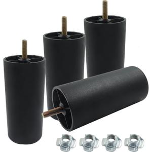 8Pcs 5 Inch Plastic Furniture Legs, Tapered Sofa Legs Round Couch Feet with M8 Hanger Bolts for Sofas/Coffee Tables/Dressers/Beds