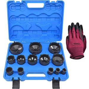 13 PCS Spindle Nuts Socket Kit Ball Joints Axle Locknut Remove Install Locking Hub Socket for KM Groove Nuts, Compatible with GM, Ford, GMC and Dodge, 4 Teeth Exterior with 1/2'' Drive