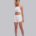 Blooming Jelly Athletic Shorts for Women High Waisted Running Shorts Zip Pocket Gym Elastic Workout Quick Dry Sporty (White, M)