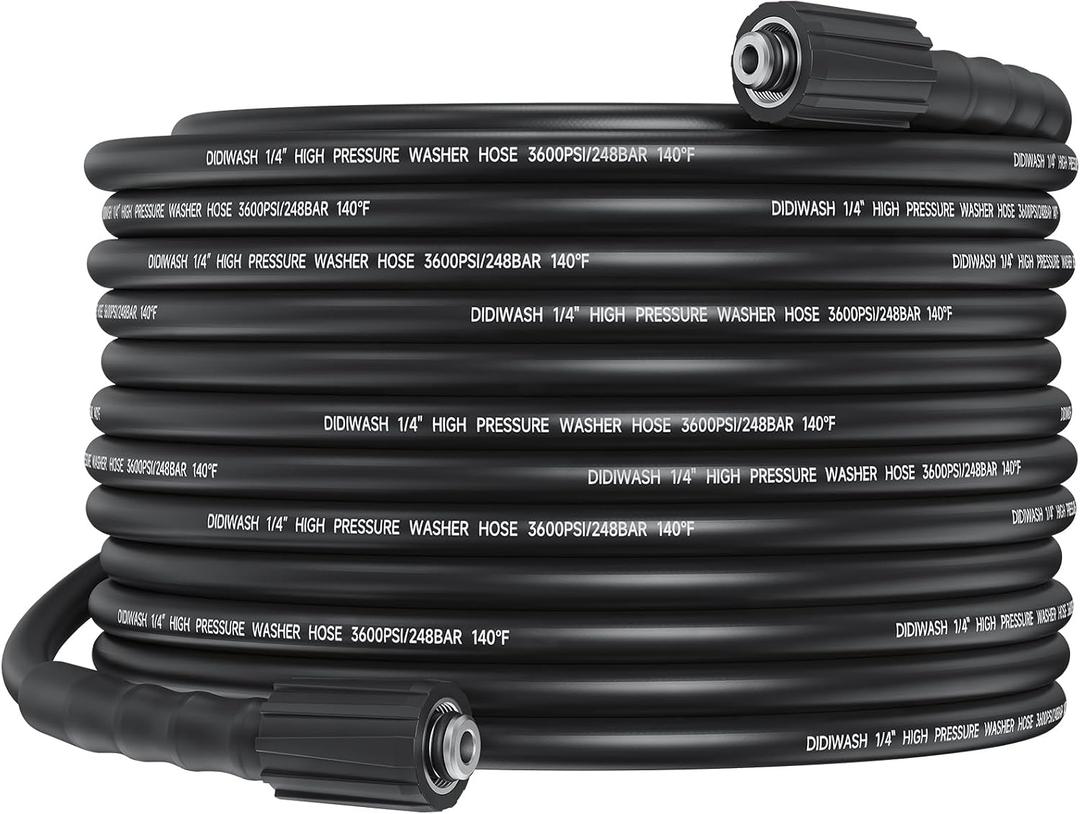 1/4" Pressure Washer Hose 50FT,Flexible 3600PSI Power Washer Hose with M22-14&15mm Universal connectorNo Kinking Household High Pressure Washer Hoses Easy StorageWithout Accessories