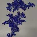 1 Pair Flower Rhinestone Applique for Wedding Bridal Dress, Embroidery Sequin Patches for Clothes, Beaded Lace Applique for Bodice Hat Sewing Craft for Women Embellishment (Royal Blue)