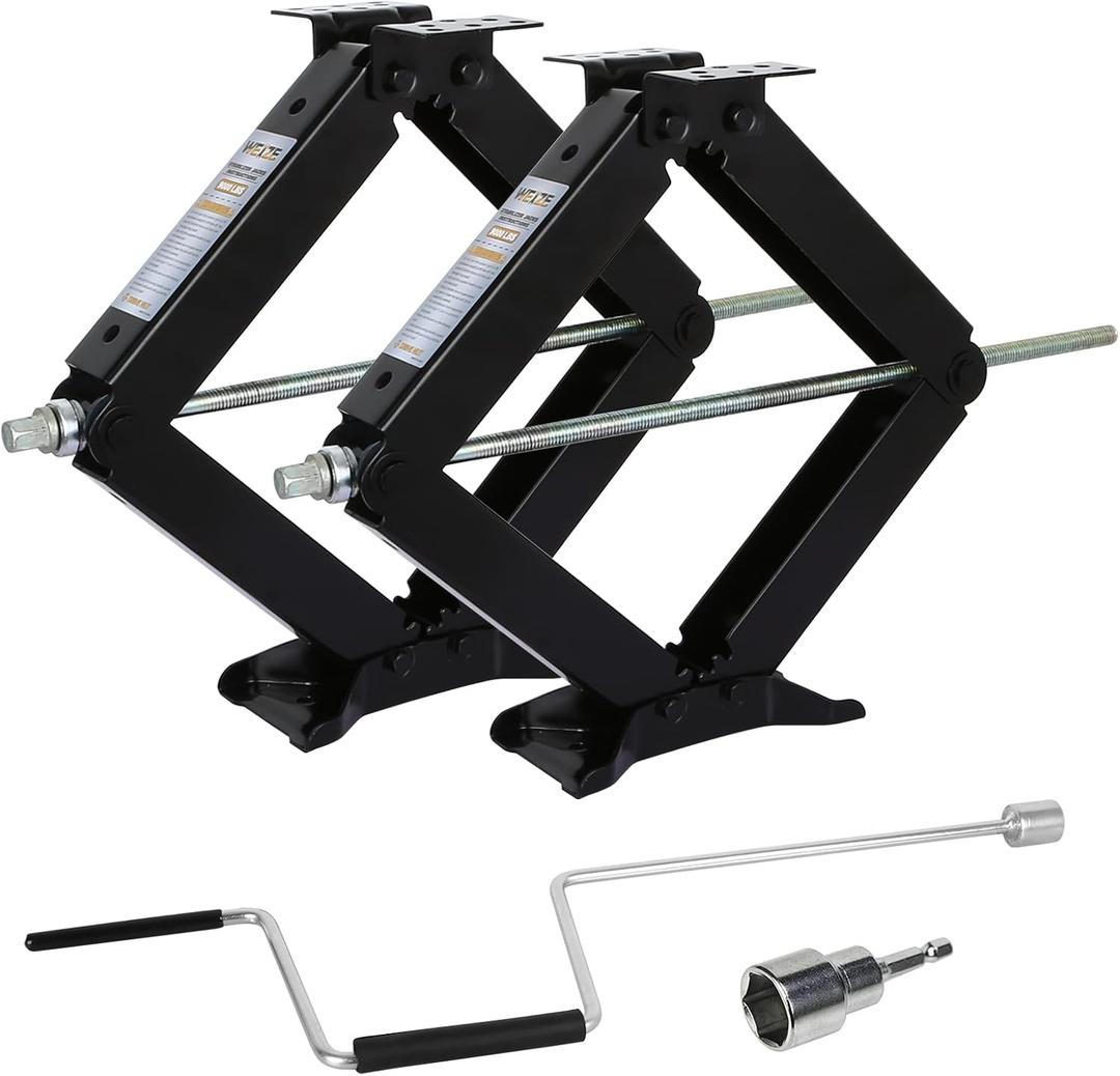 WEIZE Camper RV Trailer Stabilizer Leveling Scissor Jacks with Handle -24"- 9000lbs - Set of 2 (9000 lbs-2P)