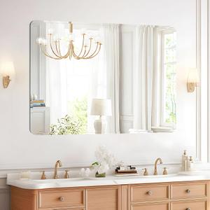 Frameless Bathroom Mirror for Over Sink,Wall Mounted Vanity Mirrors 12x20in,Rounded Rectangle Mirror Frameless with Polished Edge for Bedroom,Living Room,Entryway,Shatterproof (Horizontal/Vertical)
