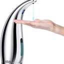 Automatic Soap Dispenser with Infrared Sensor - Adjustable 4-Level Touchless Hand Soap for Kitchen, Bathroom - Battery Operated Electric Dispenser, Durable Plastic, Smart Soap Holder (Silver)