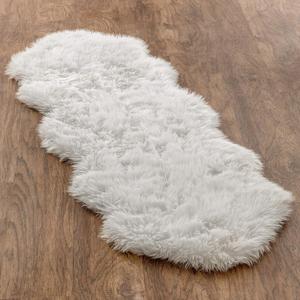 Chanasya Premium Super Soft Faux Fur Fake Sheepskin White Sofa Couch Stool Casper Vanity Chair Cover Rug/Solid Shaggy Area Rugs for Living Bedroom Floor - Off White 2ft x 6ft