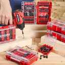 Geinxurn 42Pieces Impact Screwdriver Bits Set, Magnetic S2 Steel Phillips/Slotted/Square/Torx Insert Power Bits Tips, Impact Bit Holder with Red Storage Box Case
