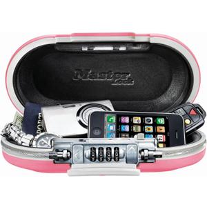 Master Lock Pink Portable Small Lock Box, Set Your Own Lock Combination Portable Safe, Personal Travel Safe for Phone, Passport, Money, 5900DPNK (9.8 x 5.5 x 2.6 inches)
