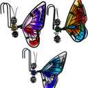 BESPORTBLE 3Pcs Butterfly Decorations for Flower Pots - Iron and Glass Hanging Butterfly Ornaments, Plant Pot Hanger Figurines, Garden Pendant Decor