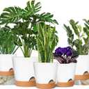 GARDIFE Plant Pots 7/6.5/6/5.5/5 Inch Self Watering Planters with Drainage Hole, Plastic Flower Pots, Nursery Planting Pot for All House Plants, African Violet, Flowers, and Cactus,White