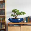 Bonsai Pots - 18 Inch Large Ceramic Succulent Pots for Indoor Outdoor, Bonsai Planter with Drainage Hole, Ceramic Flower Pot, Decorative Plant Pot, Gifts for Plant Lovers, Office Decor, Blue