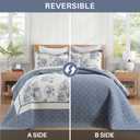 SOElinens Oversized King Bedspread 120x120 - Botanical Floral Farmhouse Reversible California King Quilt Set, 3-Piece Lightweight Thin Comforter Coverlet Set, 100% Cotton, Cal King, Blue/Off White