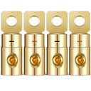 4 Pcs 1/0 Gauge Wire Connector 1/0 Battery Terminal AWG Gauge Gold Screw Battery Ring Terminals