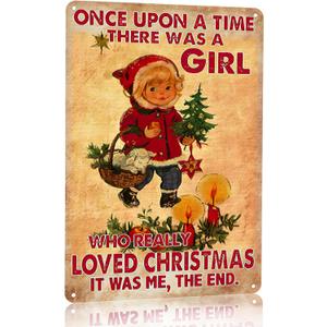 Joyline Women Girls Gifts Rustic Christmas Sign Just A Girl Who Loved Christmas Funny Tin Sign for Home Farmhouse Kicthen Bedroom She Shed Decor 8 x 12 inches (3242)