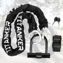 Titanker Motorcycle Chain Lock, Heavy Duty Bike Chain Lock with 2 Keys, Bike Locks with 14mm Thick U Lock for Bicycles, Motorbikes, Mopeds, Scooters (3FT,4FT)(6mm Chain,12mm Chain)