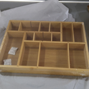 Juvale Bamboo Drawer Organizer Tray with 8 Adjustable Dividers for Kitchen Utensils, Cutlery (14 x 10 x 2 In)