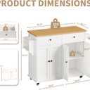 Kitchen Island with Storage, 35.4" Rolling Kitchen Island Cart on Wheels with 2 Drawers&Doors, Portable Kitchen Island Cart with Spice Rack&Towel Rack for Small Spaces Dining Room, White