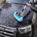 SCRUBIT 12" Car Wash Brush with Soft Bristles for Car Truck Boat Deck & House Cleaning, Exterior Washing Brush Connects with Pole & Hose Storage Bag Included (Blue)