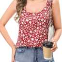 Totatuit Women Silk Satin Tank Tops Dressy Scoop Neck Camisole Sleeveless Blouses Shirts Casual Summer Tank (Red, S)