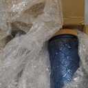 2 pack Decorative Mason Jars with Wooden Lids Colored Glass Kitchen Canister for Coffee Tea Cookie Airtight Vintage Food Storage Container with Embossed Floral Pattern (Blue Crabapple, Large)