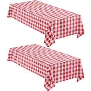 Checkered Tablecloth Rectangle, 2 Pack Gingham Table Cloths Waterproof Wrinkle Free Buffalo Plaid Table Covers Washable for Dining, Parties & Outdoor Picnic(Red and White, 52"70")