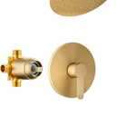 Tub Shower Faucet, Brushed Gold Shower Faucet Set with 8-Inch All-Metal Rainfall Showerhead and Bathtub Spout, Single-Handle Tub Shower-Trim Kit Included Valve, Brushed Gold
