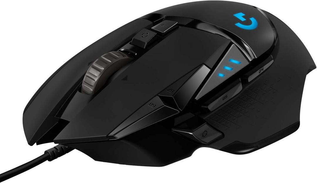 Logitech G502 HERO High Performance Wired Gaming Mouse, HERO 25K Sensor, 25,600 DPI, RGB, Adjustable Weights, 11 Programmable Buttons, On-Board Memory, PC / Mac (Wired, Black)