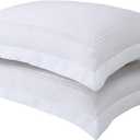 Bed Maker's Levinsohn Luxury Hotel Tailored Pillow Sham Pair, White with White Baratta Stitched Hem (2 Pack) Standard