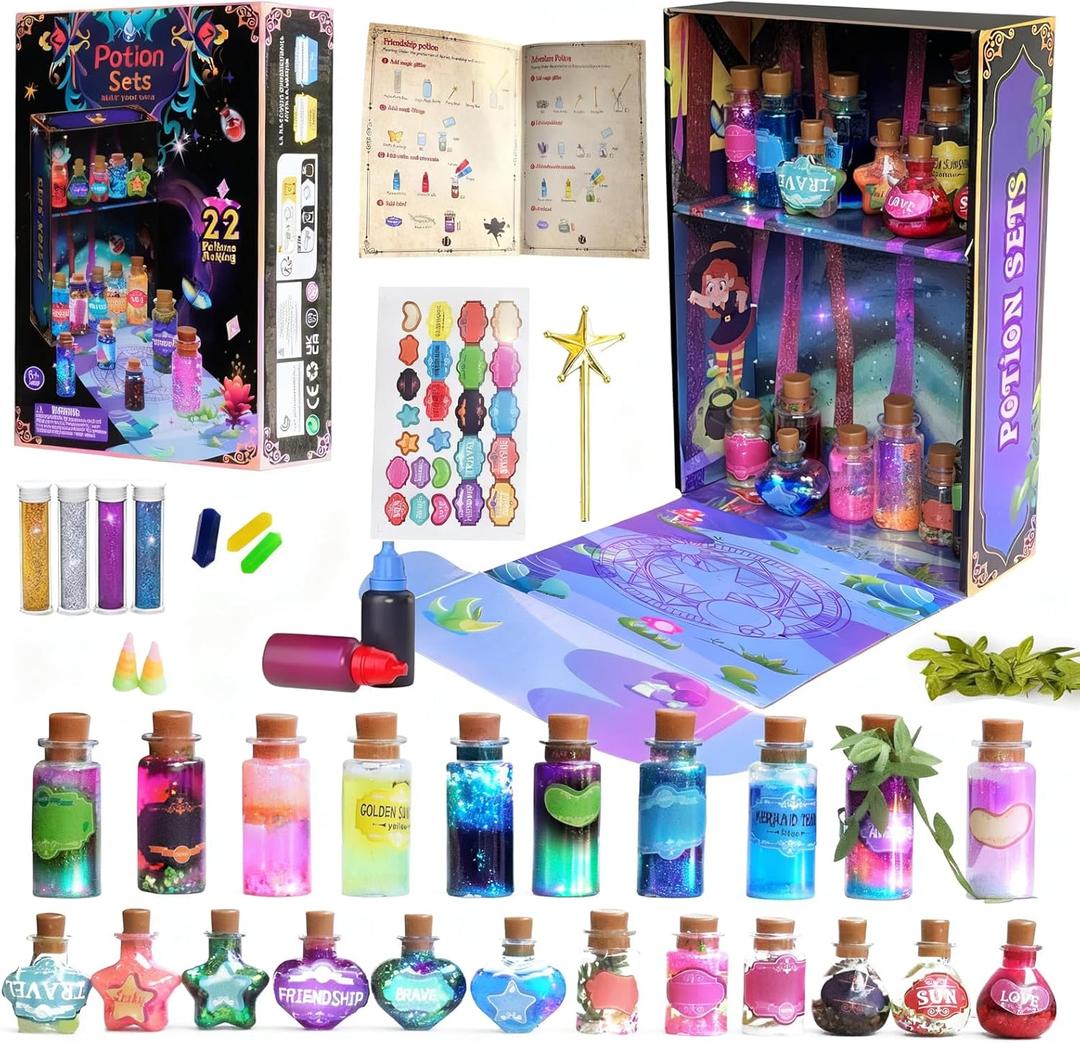 Fairy Potion Kits for Kids, Magic Mix Kit with 22 Bottles, Potion Making for Girls and Boys, Art Craft Toys for Kids Ages 6-12, Gifts for 6 7 8 Year Old Girls, Christmas Halloween Birthday Gifts
