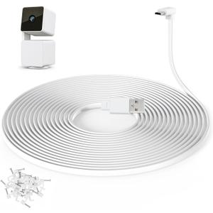 60 ft Cable for WYZE Cam Pan V3 Camera, Outdoor Power Adapter with Micro USB 90 Degree, White
