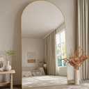 Koonmi 38"x77" Arched Full Length Mirror, Gold Large Floor Mirror with Aluminum Alloy Frame, Standing Hanging or Leaning Wall-Mounted Full Body Mirror for Living Room and Bedroom