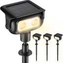 Solar Lights Outdoor, Motion Sensor Outdoor Solar Spotlights Waterproof, Outside Wall Lights, Outdoor Lights Solar Powered for Garden/Patio/Yard/Lawn/Backyard, Warm Yellow Light, 4 Packs