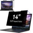 Magnetic Laptop Privacy Screen 14 Inch for 16:9 Computer Monitor, Removable 14 Anti Glare Protector Blue Light Filter Shield Compatible with HP Dell Xps Acer Asus Samsung Lenovo ThinkPad Envy