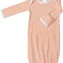 SwaddleDesigns Softest Cotton Baby Pajama Gown with Foldover Mitten Cuffs for Infant Boy and Girl, Newborn, 0-3 Months (Heathered Peach Blush)
