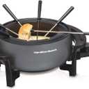Hamilton Beach 12 Cup Electric Fondue Pot Set with Temperature Control, 6-Color Coded Forks, for Cheese, Chocolate, Hot Oil, Broth, 3 Quart PFAS-Free Nonstick Interior, Gray (86202)