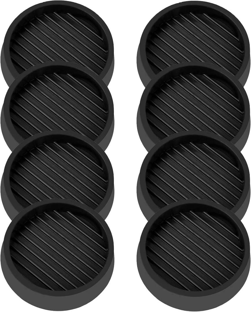 VOCOMO 2X2 Round Rubber Caster Cups, Non Slip Furniture Pads, Anti-Slip Gripper, Anti Skid Furniture Feet, Anti Slide Floor Protector for Bed Couch Table Chair Stoppers - (Black, 8 Pack)