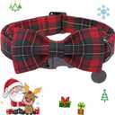 DOGWONG Christmas Red Plaid Dog Collar with Bowtie, Cute Cotton Dog Collars Red Christmas Dog Bowtie for Small Medium Large Dogs