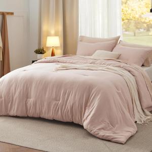 Bedsure King Size Comforter Set, Dusty Rose Soft Prewashed Bedding for All Seasons, 3 Pieces GentleSoft Warm Down Alternative Bed Set, 1 Lightweight Comforter (104"x90") and 2 Pillowcases (20"x36")