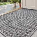 DEXI Dirt Trapper Door Mat, 20x31 Washable Doormat, Dirt Resistant and Absorbent, Easy Clean Low-Profile Floor Rugs for Entryway, Front Door, and Inside Entrance, Checkered Grey