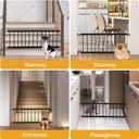 Dog Gate Indoor,18"-45" Adjustable Extra Wide Metal Short Dog Gate to Step Over, 18" Tall Small Pet Gate with 3 Extension Kits, Pressure Mounted Gate for Doorways & Stairs Black
