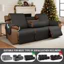 Waterproof Recliner Sofa Covers with Flipped Middle Backrest Washable Recliner Couch Covers Non-Slip with Elastic Straps Furniture Protector for Kid Dogs Pets (Dark Grey)