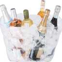 OGGI Acrylic Square Party Tub - Clear Beverage Cooler w/Handles, Wine Cooler, Beer Chiller, Ideal Party Tubs for Drinks, Use Ice Tub for Indoor or Outdoor Bars, 16.75" x 14"